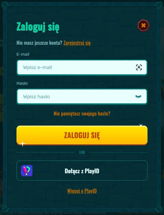 Panel logowania do serwisu Spinanga